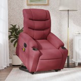 VidaXL Fotoliu de masaj electric rabatabil cu ridicare roșu vin textil