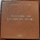 SV * CUTIA Medaliei " INAUGURAREA LINIEI (Caii Ferate) PASCANI - TARGU NEAMT 1986 * Regionala C. F. Iasi * RARA !