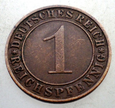 B.204 GERMANIA WEIMAR 1 REICHSPFENNIG 1934 F foto