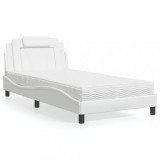 Gossi pat cu saltea, alb, 100x200 cm, piele ecologica