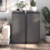 vidaXL Servante, 2 buc., gri, 31,5x34x75 cm, lemn masiv de pin