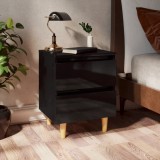 VidaXL Noptieră &amp; picioare lemn masiv pin negru extralucios 40x35x50cm