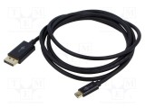 Cablu Goobay DisplayPort la USB C 1m negru PVC, dublu ecranat, 4K HDR UHD