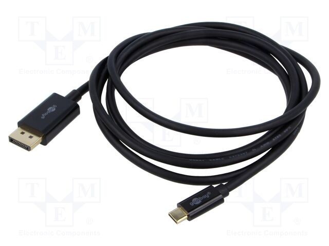 Cablu Goobay DisplayPort la USB C 1m negru PVC, dublu ecranat, 4K HDR UHD