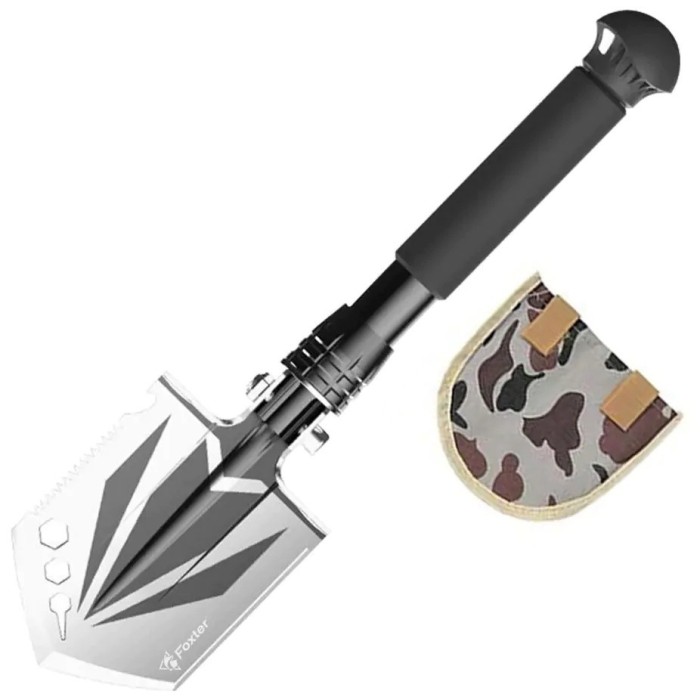 Lopata pliabila multifunctionala pentru camping si drumetii Foxter, 37 cm, husa