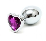 Dop Anal Hearty Buttplug Small, Argintiu/Mov, Passion Labs