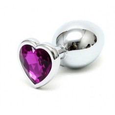 Dop Anal Hearty Buttplug Small, Argintiu/Mov, Passion Labs