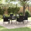 VidaXL Set de masă pentru grădină cu pernă 5 pcs Negru Rattan poli