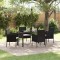 vidaXL Set de masă pentru grădină cu pernă 5 pcs Negru Rattan poli