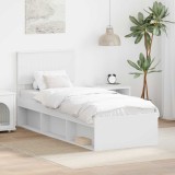 vidaXL Cadru de pat cu headboard Alb 75 x 190 cm Lemn de pin masiv 3410663