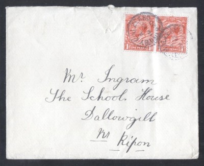 Great Britain 1920 Postal History Rare King George Cover D.430 foto