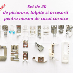 Set de 20 de picioruse, talpite si accesorii pentru masini de cusut casnice