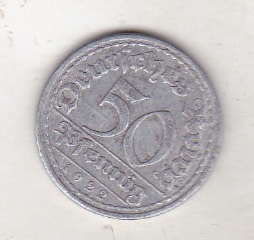 bnk mnd Germania 50 pfennig 1922E foto