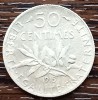 (A1053) MONEDA DIN ARGINT FRANTA - 50 CENTIMES 1915, SEMANATOAREA, Europa