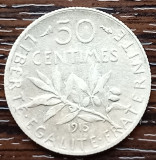 (A1053) MONEDA DIN ARGINT FRANTA - 50 CENTIMES 1915, SEMANATOAREA, Europa