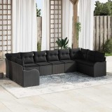 Cumpara ieftin Set de canapele pentru gradina 10 buc. Negru