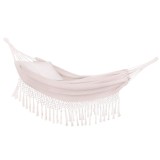 Hamac Dublu Springos Bej cu Franjuri, 2 Perne, 200x150cm, Max 200kg, Bumbac/Poliester, Exterior/Interior