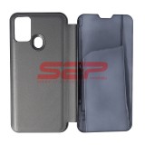 Husa Clear View Mirror Samsung Galaxy M30s, Negru, Protectie Completa, Tip Carte