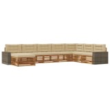 vidaXL Set de canapele de exterior cu pernă 8 pcs Natural și Bej 3383731
