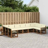 Cumpara ieftin Set de canapele de exterior 10 buc. 10-Locuri Natural si Crem