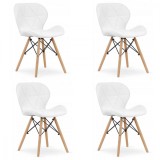 Set 4 scaune stil scandinav, Artool, Lago, piele ecologica, lemn, alb, 47x38x73 cm, Leobert