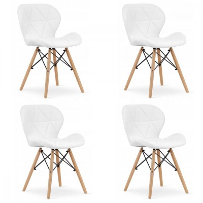 Set 4 scaune stil scandinav, Artool, Lago, piele ecologica, lemn, alb, 47x38x73 cm foto