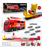 Camion de Jucărie cu Catapultă, Rampa de 150 Cm și 6 Mașini &icirc;n Cutie