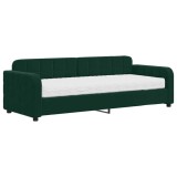 Cumpara ieftin Pat de zi cu saltea, verde inchis, 80x200 cm, catifea