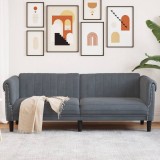 Gossi canapea cu 3 locuri, gri inchis, material catifea