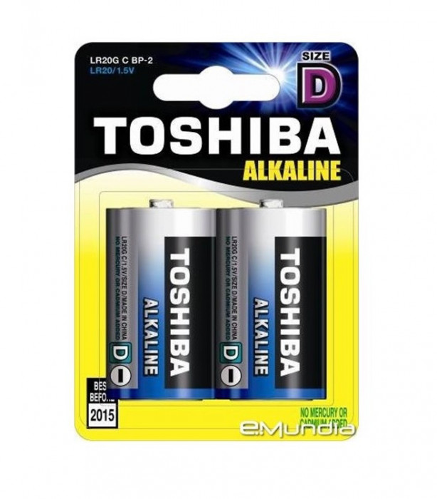 Baterie Toshiba Alkaline D R20 1,5V alcalina set 2 buc.