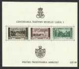 Bloc CENTENAR CAROL I DANTELAT SUPRATIPAR PRO PATRIA 1940 MNH, Nestampilat