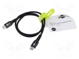 Cablu USB 2.0 USB C 0,5m negru silicon Goobay