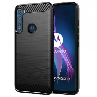 Husa pentru Motorola One Fusion+, Techsuit, Carbon, Neagra foto