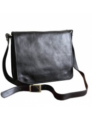 Geanta barbati de umar messenger, crossbody, din piele naturala, neagra, GB107