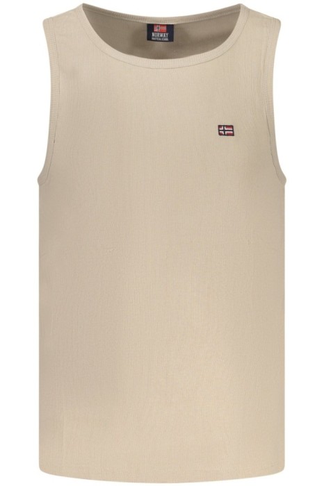 Norway Tricou fara maneci barbati, cu mini logo brodat, Regular fit, Bej, S
