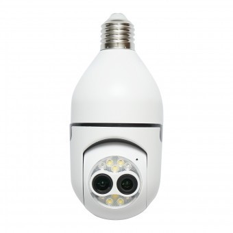 Camera de supraveghere lentila dubla smart-bulb PTZ, WIFI 2.4G 1080P, tip bec E27 cu senzor de miscare, detectie umana si aplicatie iCSee