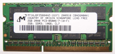 Memorie laptop Micron 2GB DDR3 1066MHz MT16JSF25664HZ-1G1F1 foto