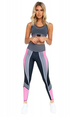 Set Colanti + Bustiera Fitness Dama YF 002 Gri / Roz M foto