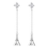 Cumpara ieftin Cercei lungi argint 925, JW846, model Paris, placati cu rodiu