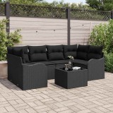 VidaXL Set de canapele pentru grădină 7 pcs Negru 55 x 55 x 37 cm