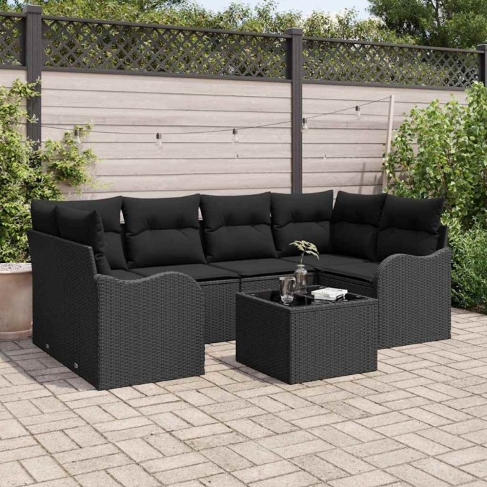 vidaXL Set de canapele pentru grădină 7 pcs Negru 55 x 55 x 37 cm 3345603