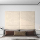 vidaXL Panouri de perete 12 buc. crem 90x30 cm catifea 3,24 m&sup2;