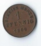 Moneda 1 pfennig 1868 - Hesse-Darmstadt, Germania