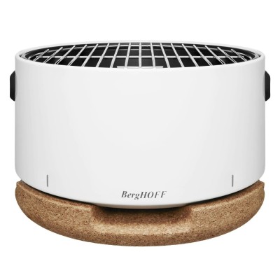 Gratar de Masa BergHOFF Leo BBQ Alb cu Suport/Capac din Pluta, Diametru 40cm, Material Otel Carbon foto