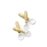 BabyBjorn - Set Lingurite si Furculite pentru bebelusi (4 bucati), Powder Yellow