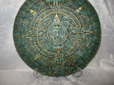 CALENDAR MAYAS AZTEC DIN MALACHIT MEXIC 29 CM foto