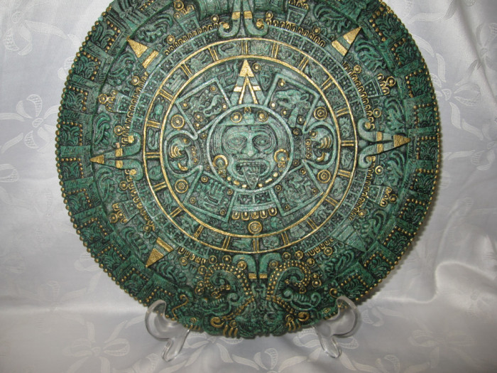 CALENDAR MAYAS AZTEC DIN MALACHIT MEXIC 29 CM