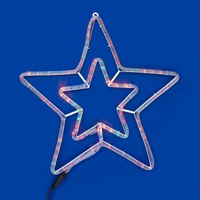 Furtun Luminos LED, Stea Dublă, 8 Programe, Multicolor, 57x57cm, IP44 foto