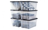 Cumpara ieftin Set 4 Cutii de depozitare Iris Ohyama din plastic cu capac si cleme de inchidere, 45L, fara BPA - RESIGILAT