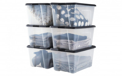Cutii de depozitare Iris Ohyama din plastic cu capac si cleme de inchidere, 45L, Set de 4, fara BPA, NTB-45 - RESIGILAT foto